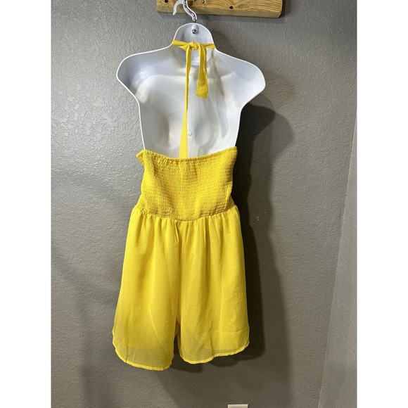 LYANER Women's Halter Neck Cutout Backless Sleeveless Romper M Yellow‎ - Picture 5 of 8